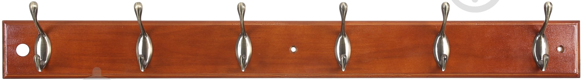 Вешалка для одежды настенная с 6 крючками 680х70х15 мм 1+1 бронза/орех - фото 1