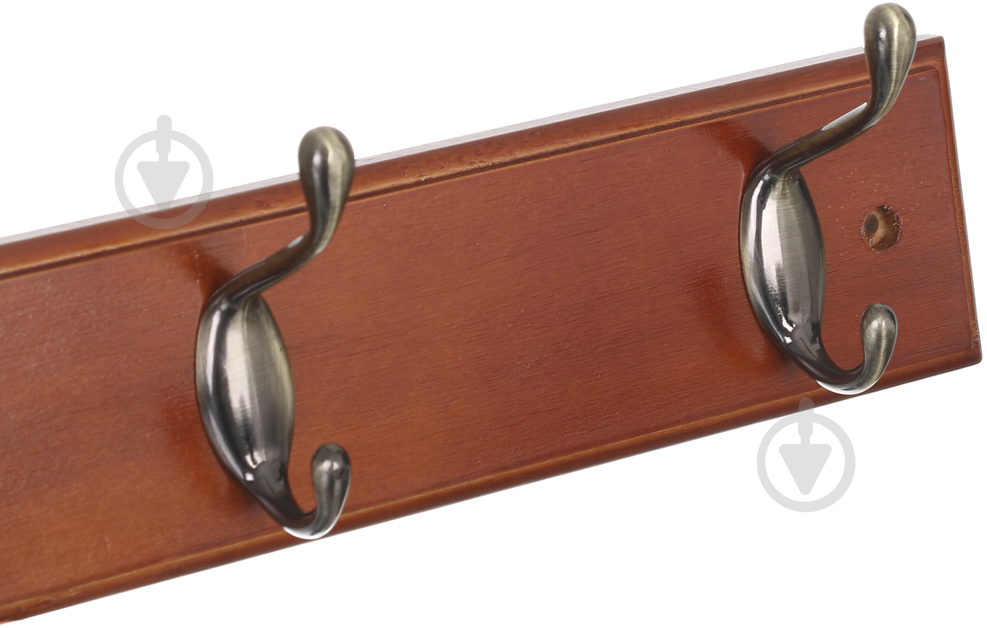 Вешалка для одежды настенная с 6 крючками 680х70х15 мм 1+1 бронза/орех - фото 3