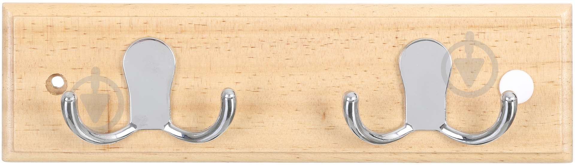 Вешалка для одежды настенная с 2 крючками 250х70х15 мм хром/сосна - фото 1