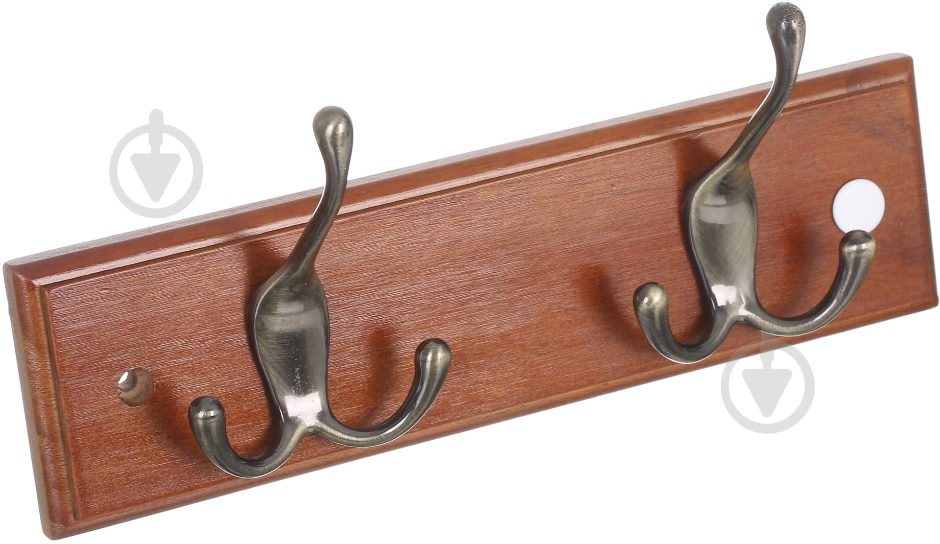 Вешалка для одежды настенная с 2 крючками 250х70х15 мм бронза/орех - фото 2
