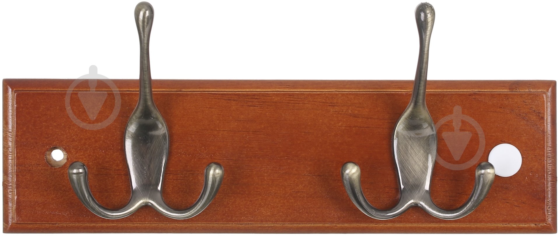 Вешалка для одежды настенная с 2 крючками 250х70х15 мм бронза/орех - фото 1