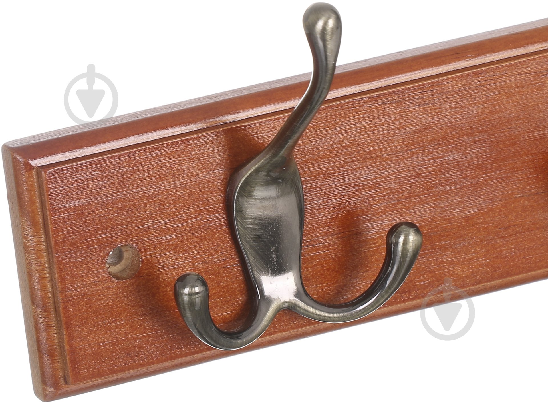 Вешалка для одежды настенная с 2 крючками 250х70х15 мм бронза/орех - фото 3