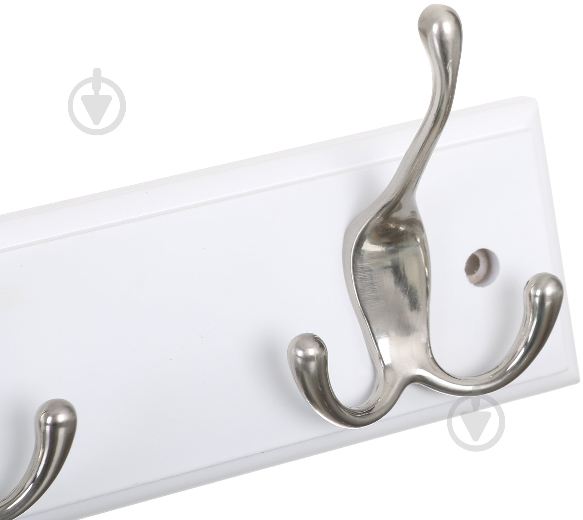 Вешалка для одежды настенная с 6 крючками 680х70х15 мм 1+2 никель/белый - фото 3