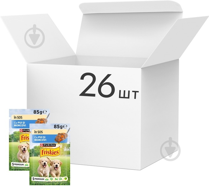 Корм влажный FRISKIES by Purina Junior курица и морковь в соусе 26 шт. 85 г - фото 1 Корм влажный FRISKIES by Purina Junior курица и морковь в соусе 26 шт. 85 г - фото 1