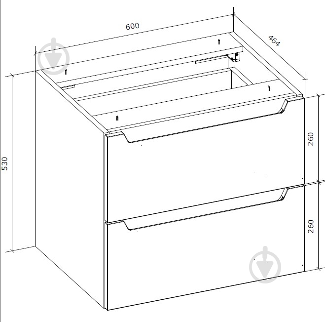 Тумба подвесная Грейд нижняя с ящиками 600х530х464 МС Дакота дуб артизан/фасад МДФ белая эмаль - фото 2 Тумба подвесная Грейд нижняя с ящиками 600х530х464 МС Дакота дуб артизан/фасад МДФ белая эмаль - фото 2