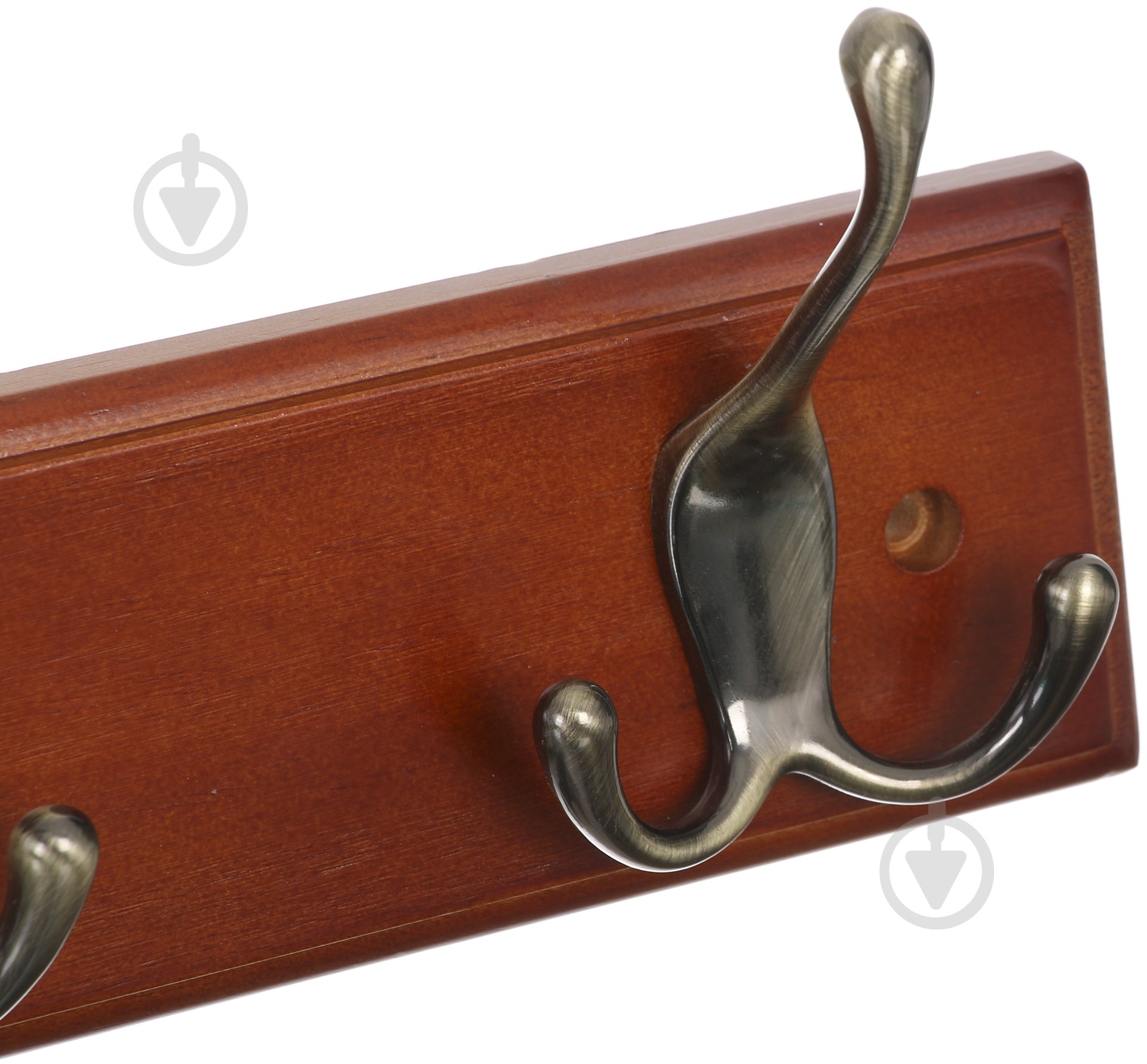 Вешалка для одежды настенная с 6 крючками 680х70х15 мм 1+2 бронза/орех - фото 3