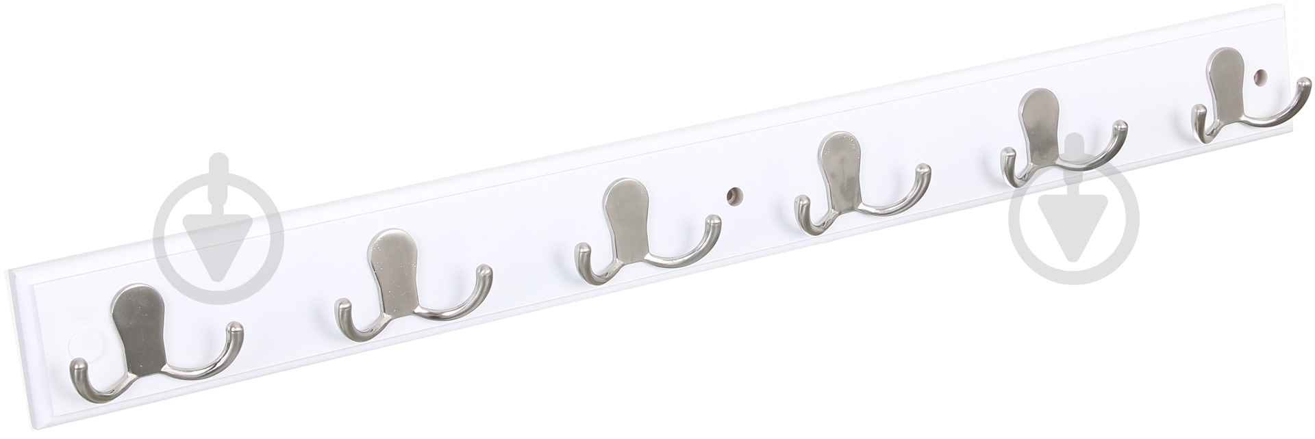 Вешалка для одежды настенная с 6 крючками 680х70х15 мм 2 никель/белый - фото 2