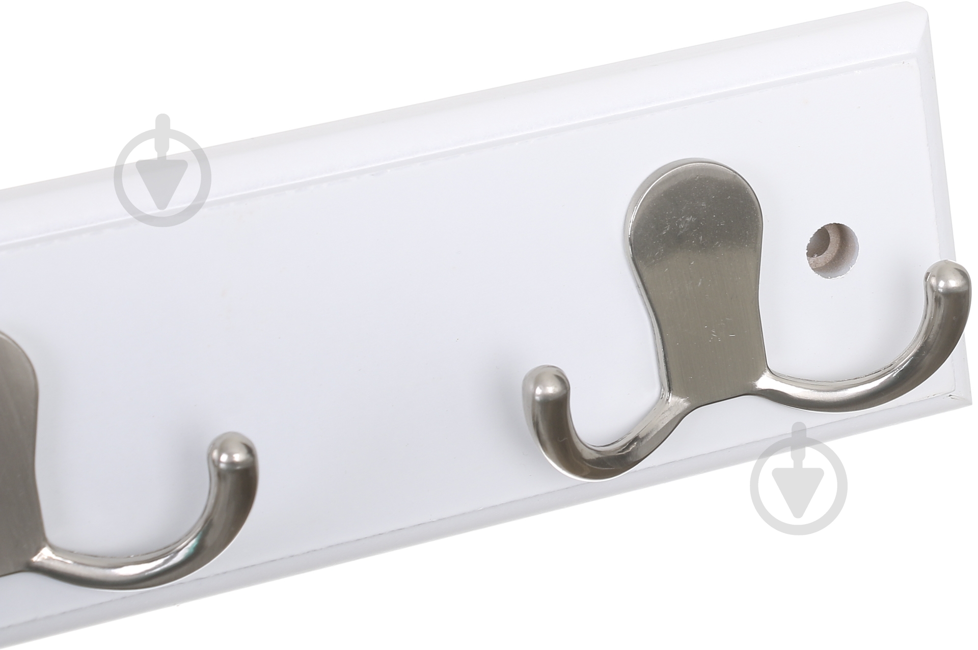 Вешалка для одежды настенная с 6 крючками 680х70х15 мм 2 никель/белый - фото 3