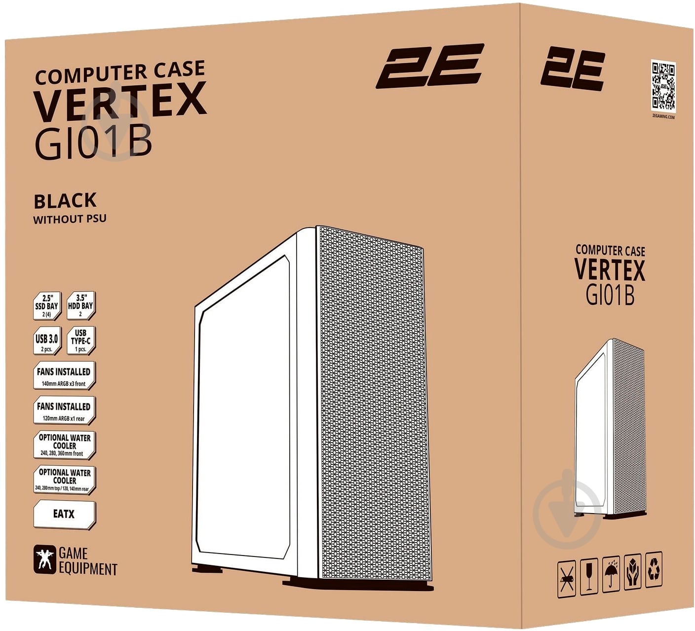 Корпус 2E Vertex Tempered Glass без БП (2E-GI01B) black - фото 24