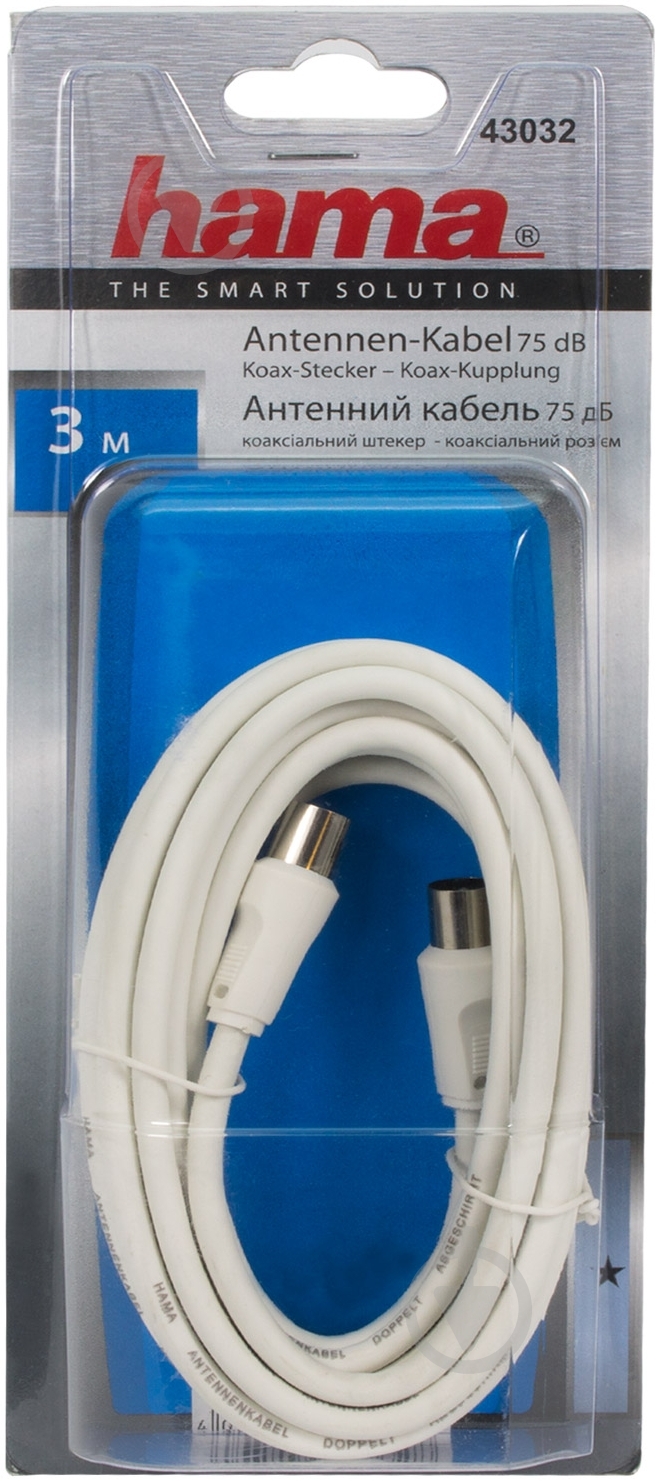 Кабель HAMA коаксиальный 3 м белый (43032) - фото 1
