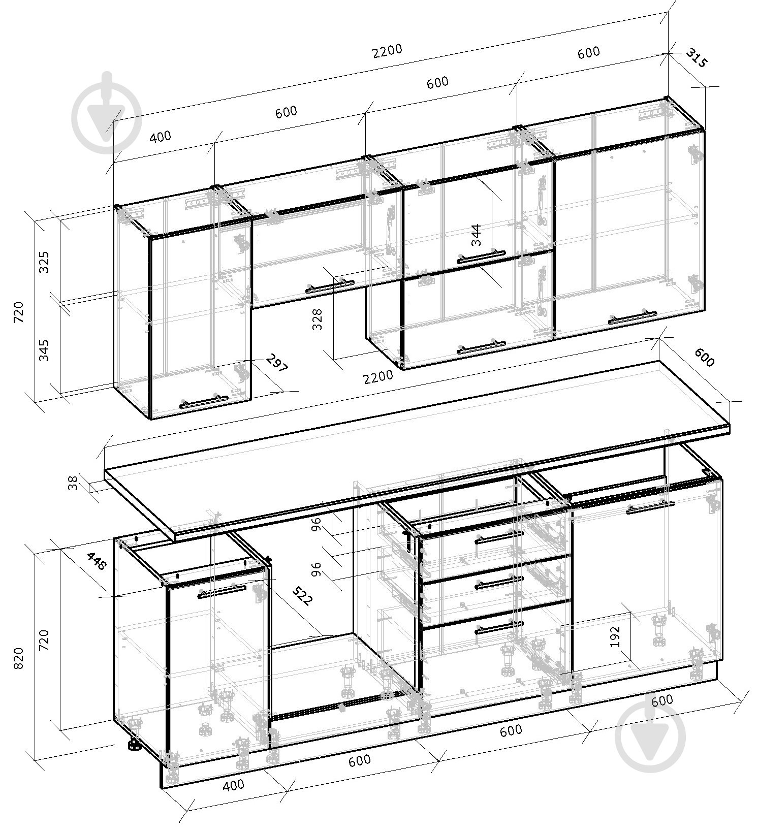 Кухня Грейд Трейси МДФ 2,2м жасмин/белый - фото 3 Кухня Грейд Трейси МДФ 2,2м жасмин/белый - фото 3