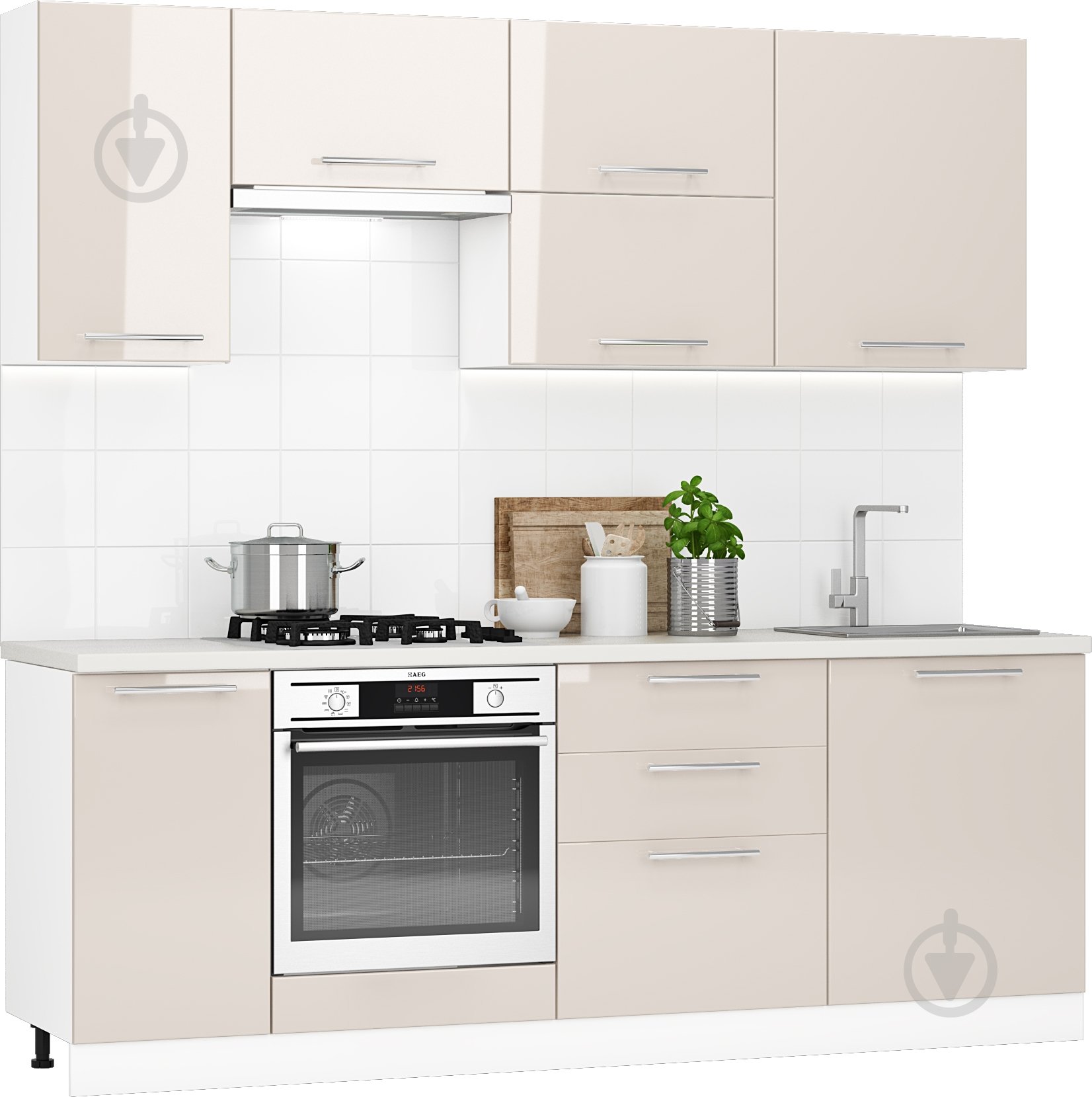 Кухня Грейд Трейси МДФ 2,2м жасмин/белый - фото 1 Кухня Грейд Трейси МДФ 2,2м жасмин/белый - фото 1