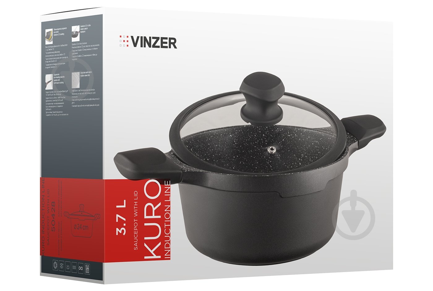 Каструля з кришкою Vinzer Kuro Induction Line 2,2 л 50427 - фото 3