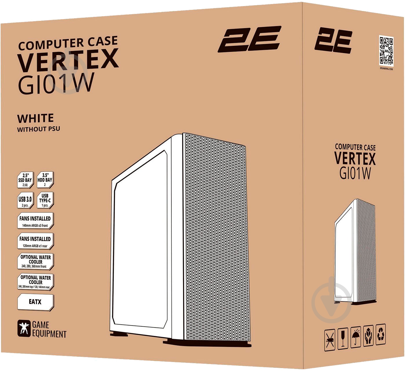 Корпус 2E Vertex Tempered Glass без БП (2E-GI01W) white - фото 20