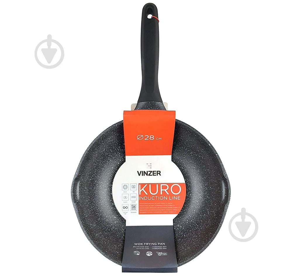 Сковорода wok Vinzer WOK 28 см Kuro Induction Line 50425 - фото 4
