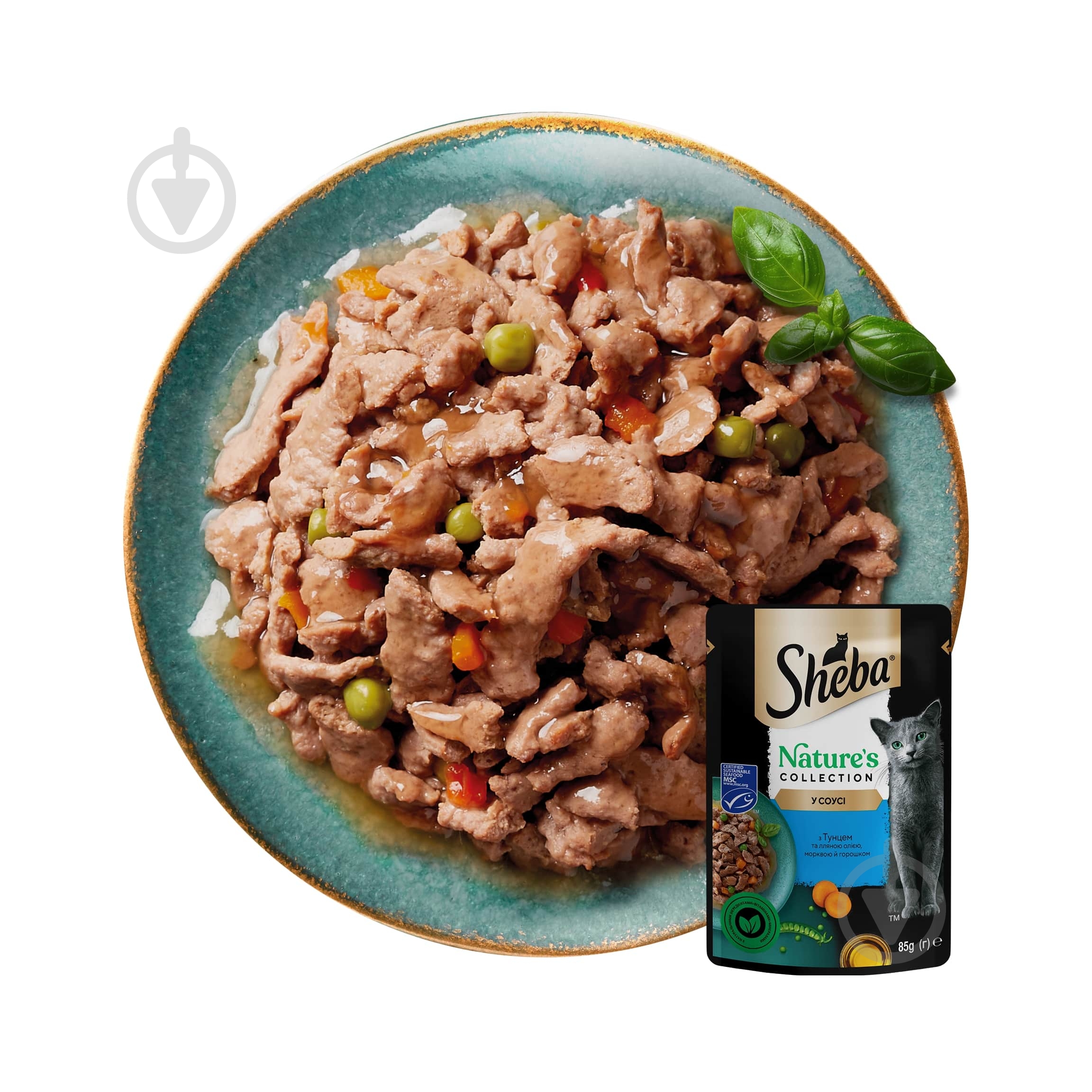 Корм вологий беззерновий для котів Sheba Natures з тунцем лляною олією й горошком 28 шт. 85 г - фото 5 Корм вологий беззерновий для котів Sheba Natures з тунцем лляною олією й горошком 28 шт. 85 г - фото 5