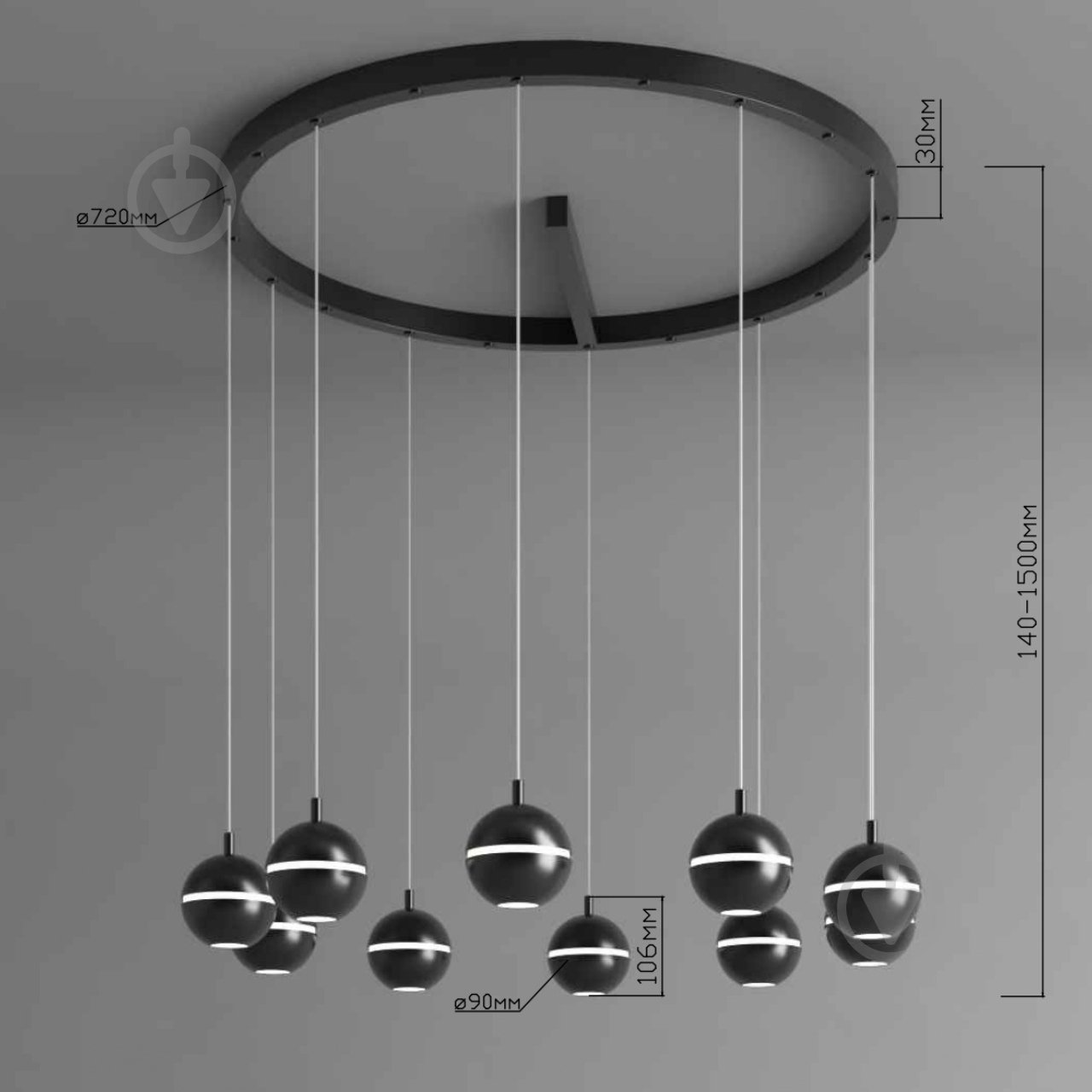 Світильник підвісний Emotion_20.13 2700К 42 Вт MR11 чорний NB 90/10-P-R9005-W - фото 11 Світильник підвісний Emotion_20.13 2700К 42 Вт MR11 чорний NB 90/10-P-R9005-W - фото 11