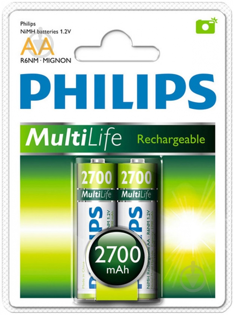 Аккумулятор PHILIPS MultiLife Ni-MH R6 (R6B2A270/97) - фото 1 Аккумулятор PHILIPS MultiLife Ni-MH R6 (R6B2A270/97) - фото 1