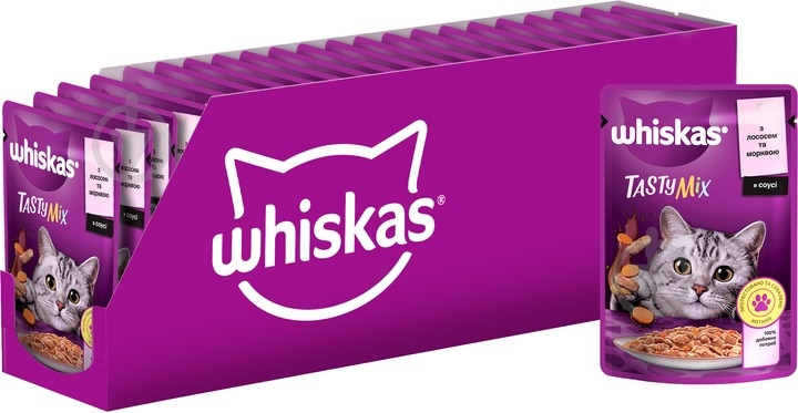 Корм влажный для котов Whiskas TastyMix с лососем и морковью 28 шт. 85 г - фото 1