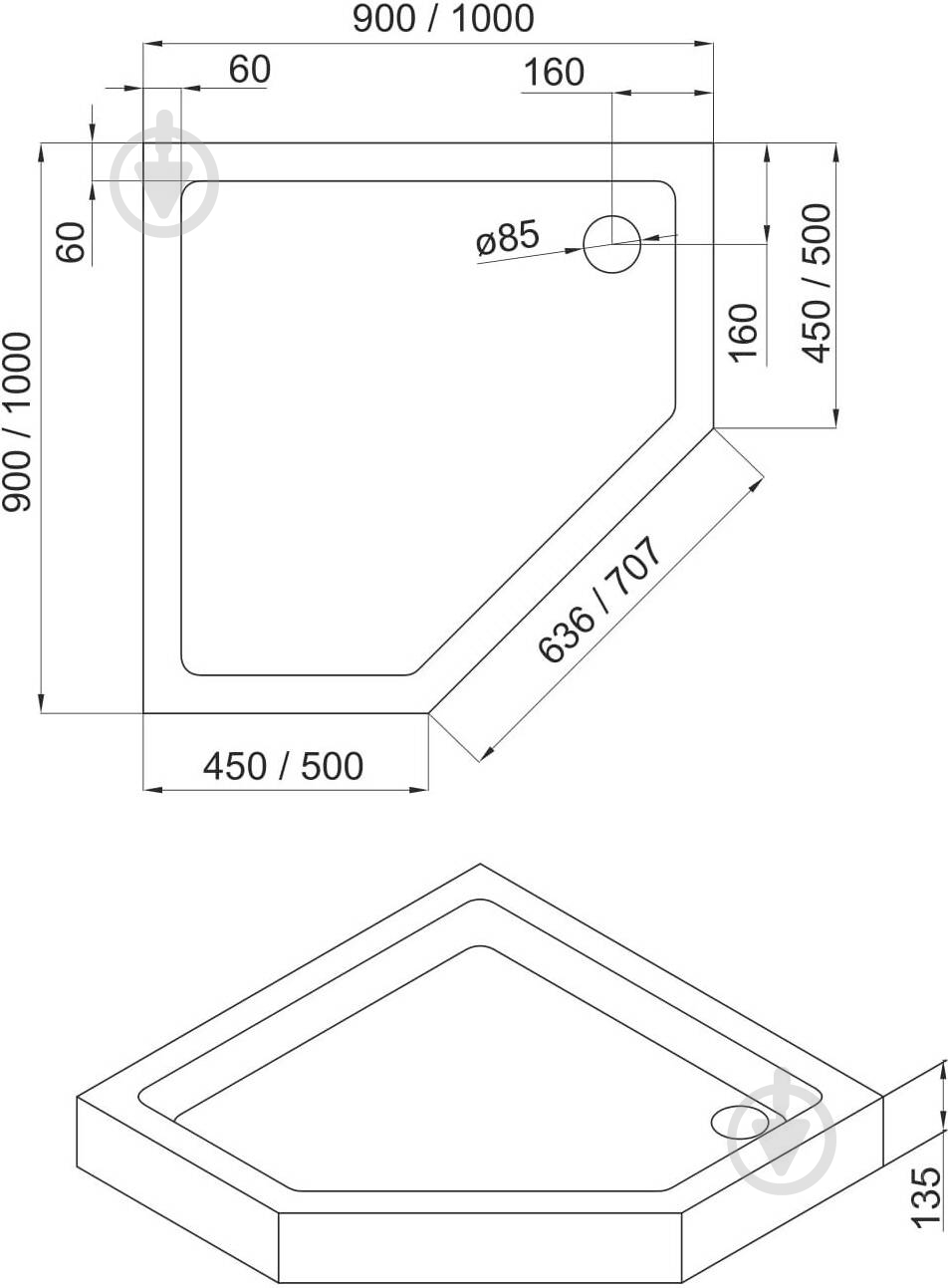 Поддон акриловый Eger Stefani 90х90 cм 599-535/2 - фото 4
