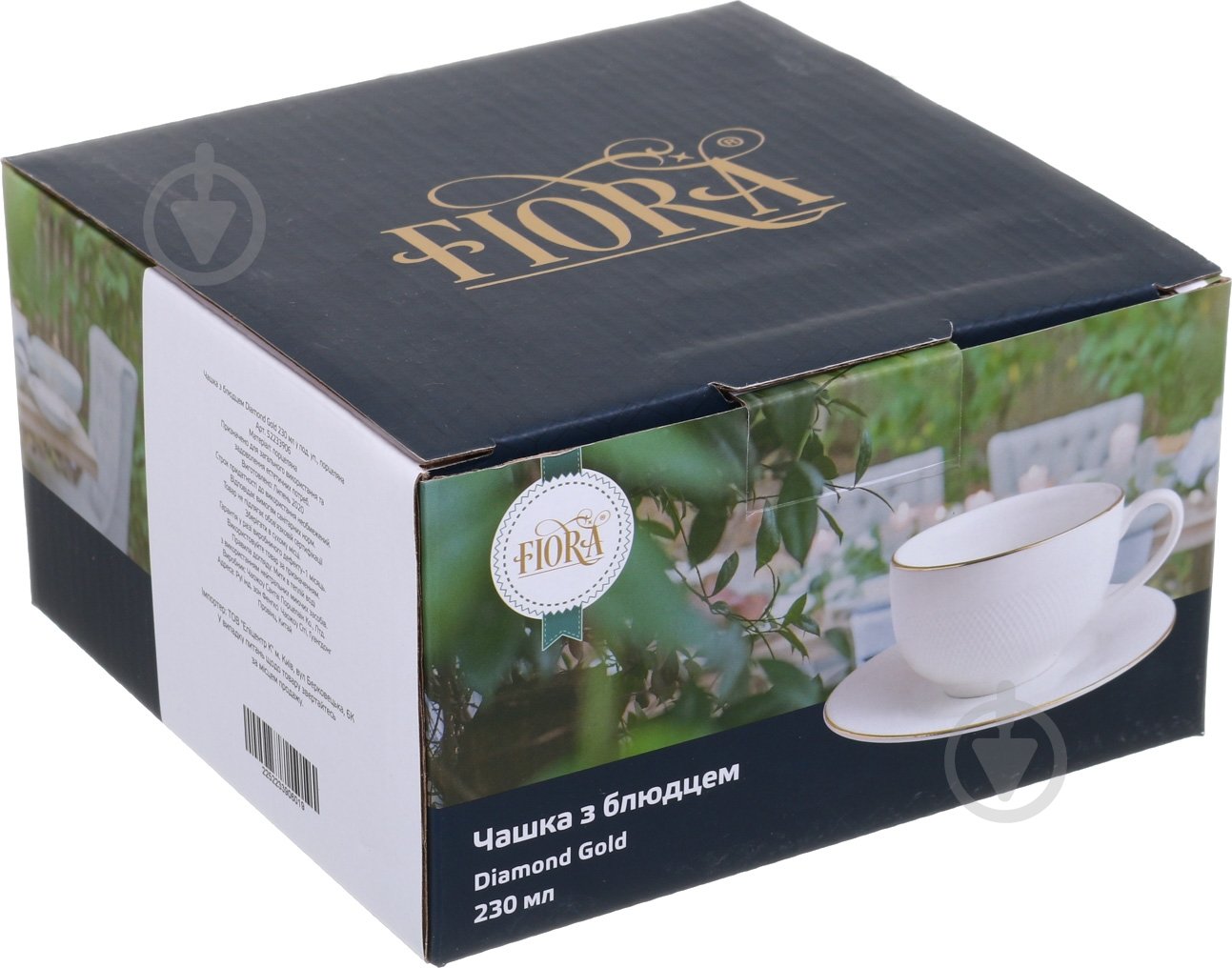 Чашка з блюдцем Fiora Diamond Gold 230 мл порцелянова - фото 5