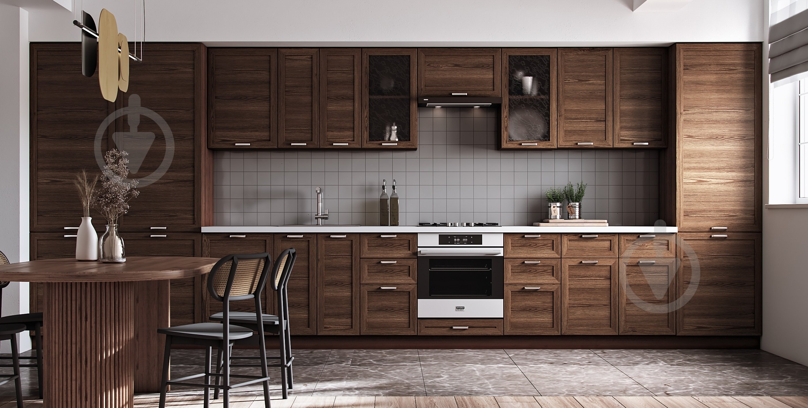 Тумба нижня під духовку з шухлядою МС Дуб Родос 60х82х54,5 см, горіх лісовий рамковий Грейд - фото 3 Тумба нижня під духовку з шухлядою МС Дуб Родос 60х82х54,5 см, горіх лісовий рамковий Грейд - фото 3