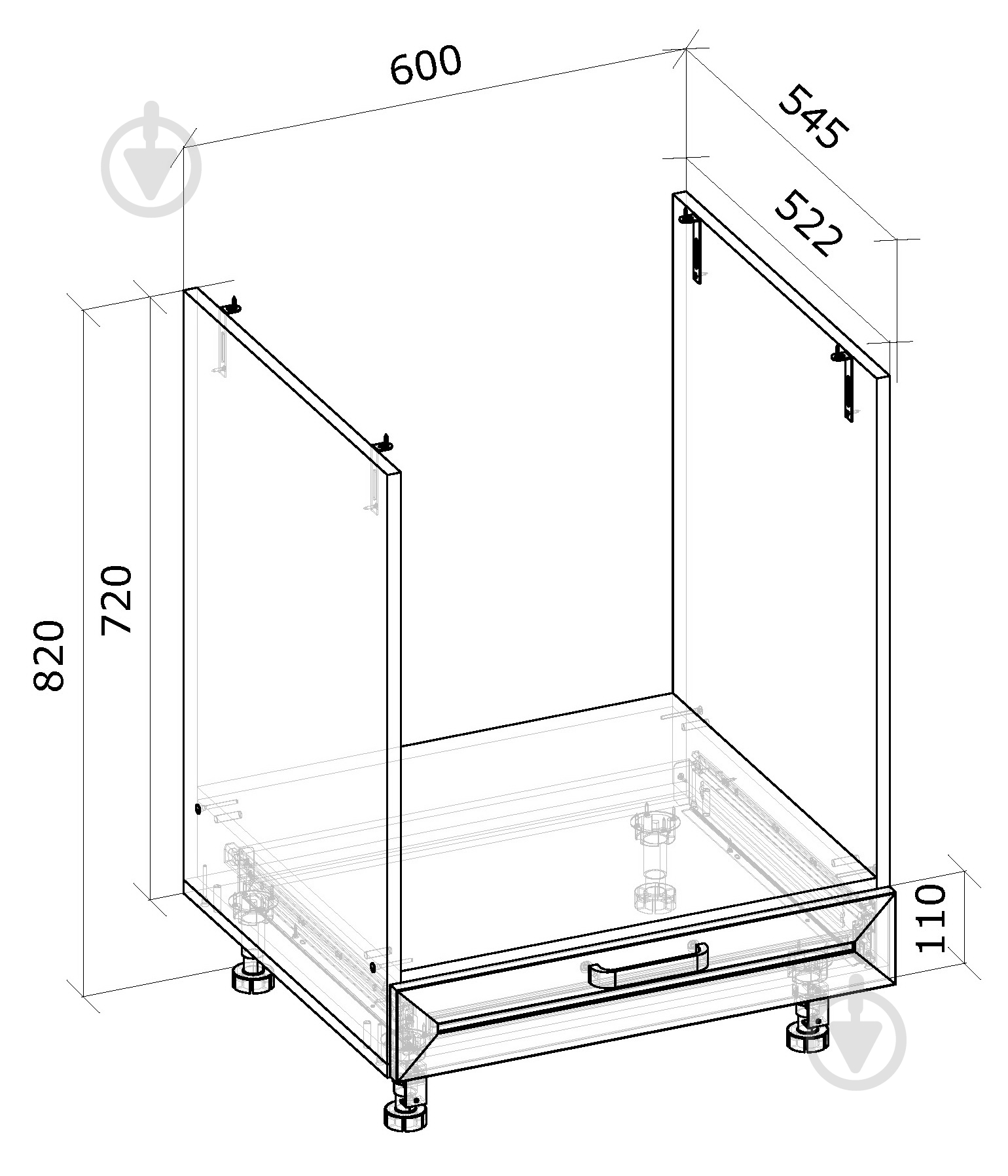 Тумба нижня під духовку з шухлядою МС Дуб Родос 60х82х54,5 см, горіх лісовий рамковий Грейд - фото 6 Тумба нижня під духовку з шухлядою МС Дуб Родос 60х82х54,5 см, горіх лісовий рамковий Грейд - фото 6