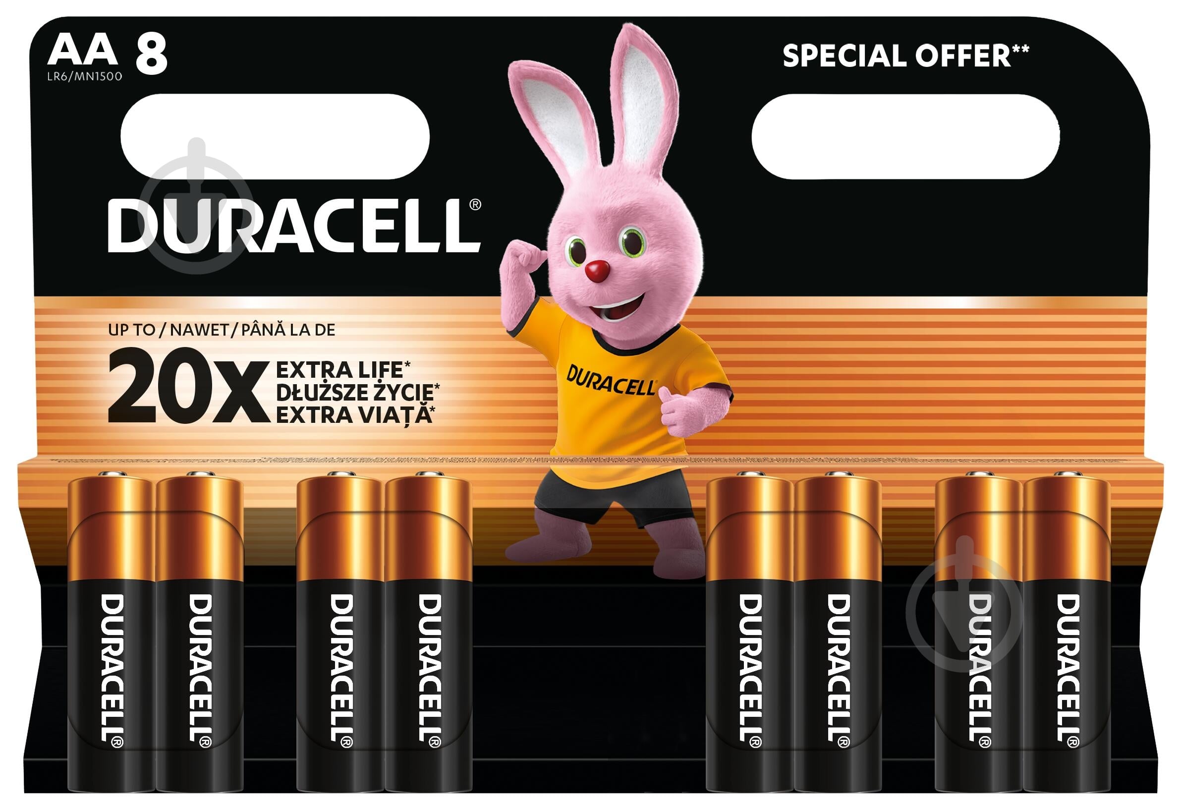 Батарейки щелочные Duracell MN1500 AA (пальчиковые) 8 шт. (81417083) - фото 2