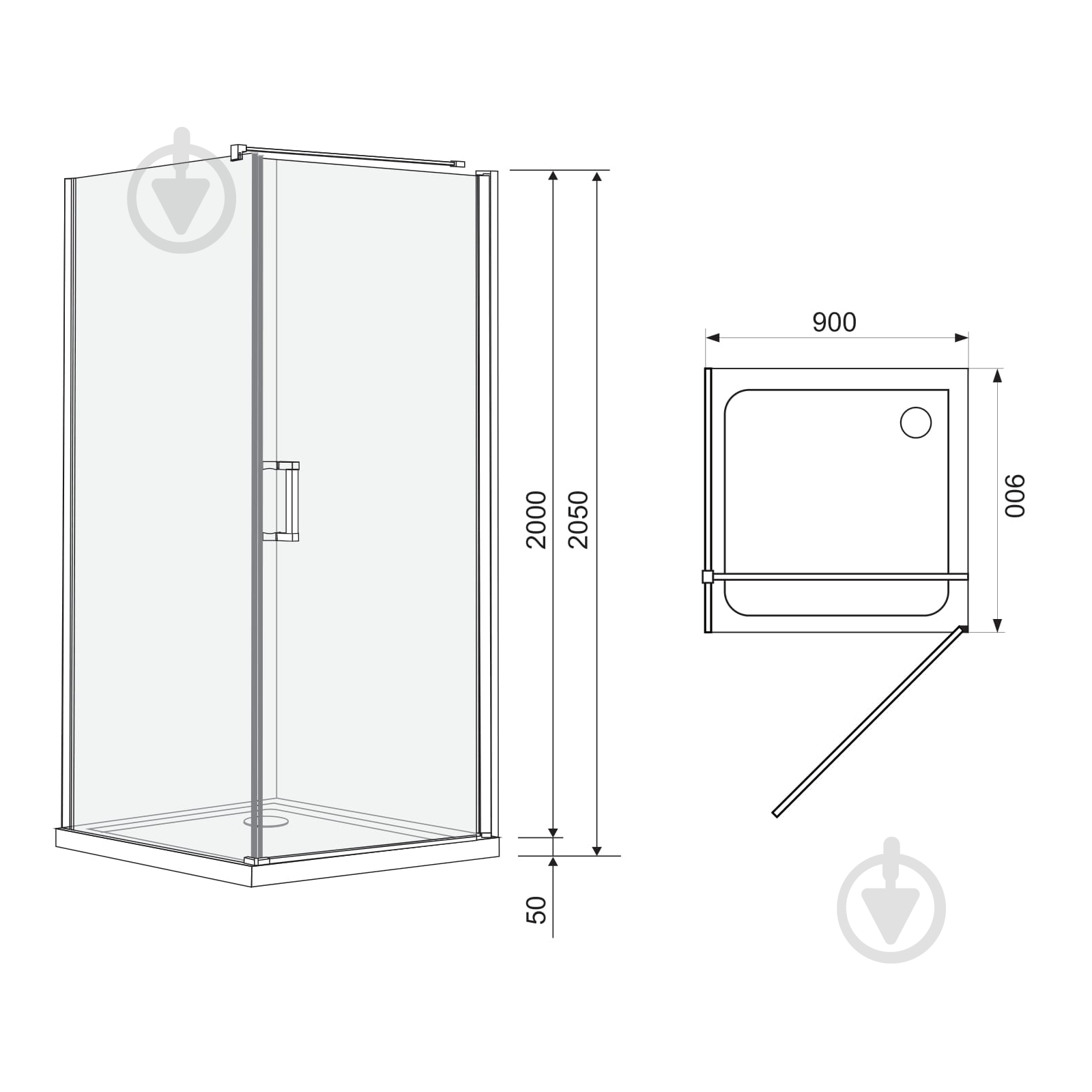Душова кабіна Eger Rudas 599-001/R правосторнняя - фото 2