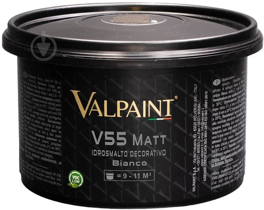 Фарба водоемульсійна VALPAINT V55 MATT BIANCO мат біла 1 л - фото 1
