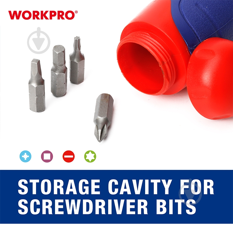 Отвертка со сменными насадками WORKPRO WP221052 - фото 6 Отвертка со сменными насадками WORKPRO WP221052 - фото 6