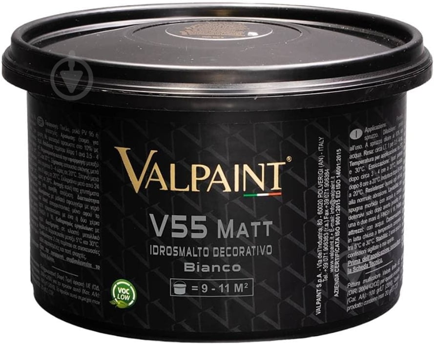 Краска водоэмульсионная VALPAINT V55 MATT BIANCO мат белая 4 л - фото 1