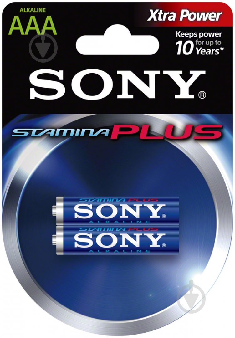 Батарейка Sony Stamina Plus AAA (мизинчиковые) 2 шт. (AM4B2D) - фото 1