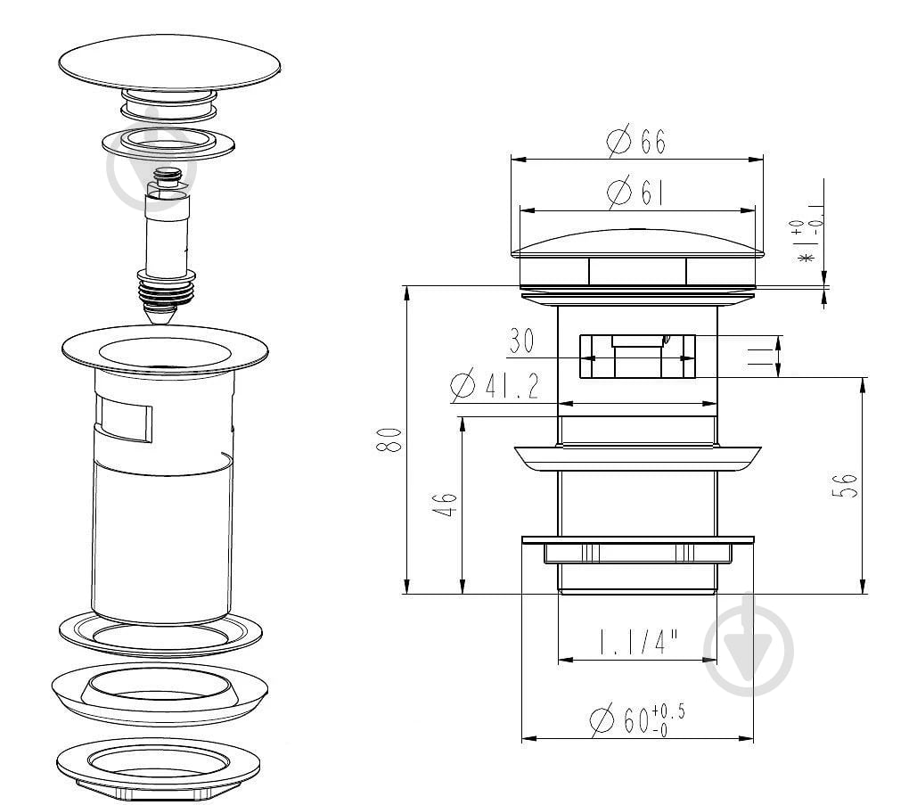 Донный клапан Aqua Rodos 3008 - фото 2 Донный клапан Aqua Rodos 3008 - фото 2