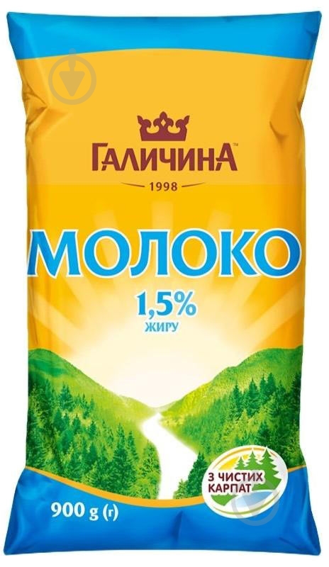 Молоко Галичина 1,5% пастеризованное 900 г - фото 1