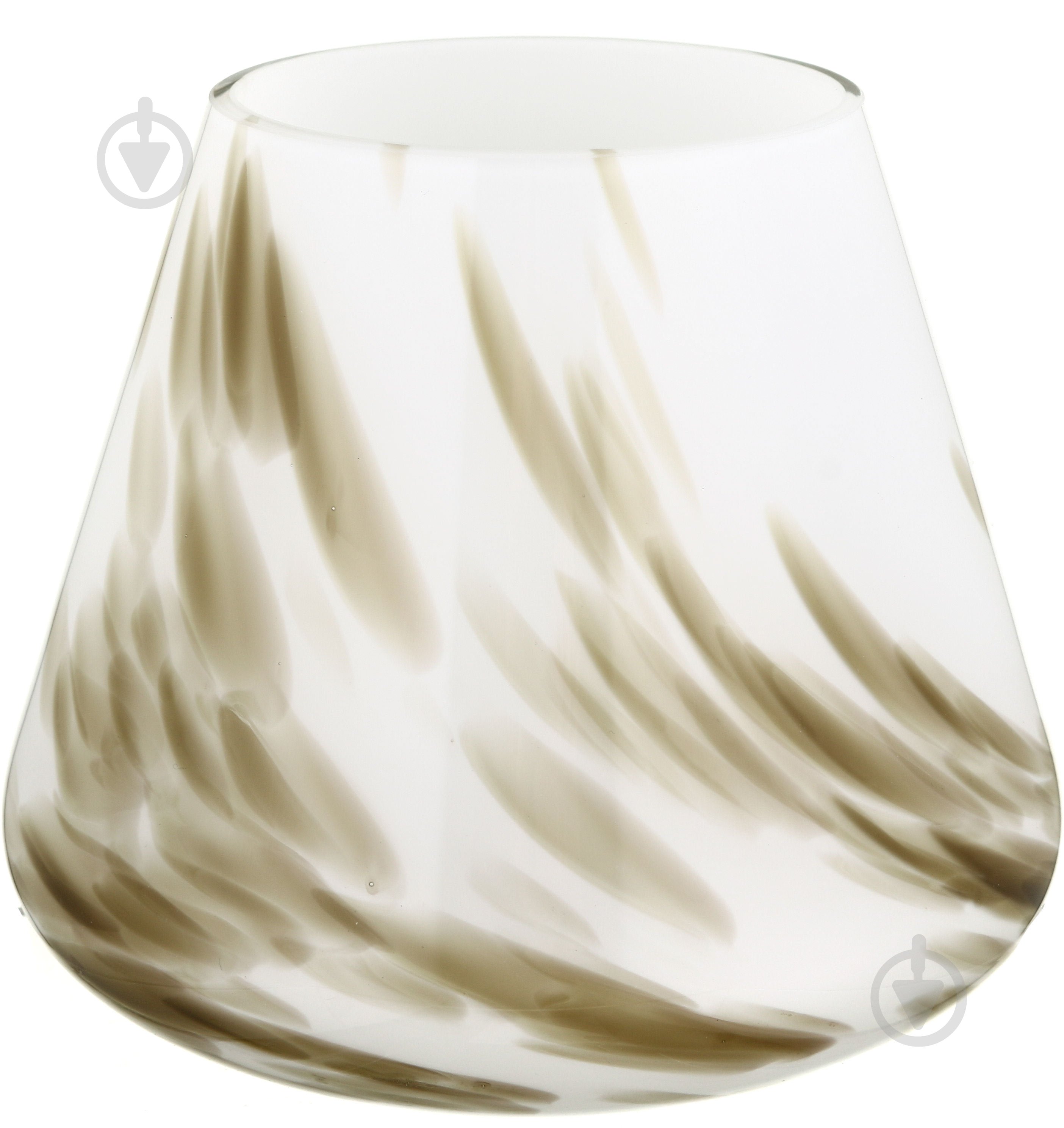 Ваза скляна Wrzesniak Glassworks Confetti крапля 17-9493 12 см біло-коричнева - фото 1