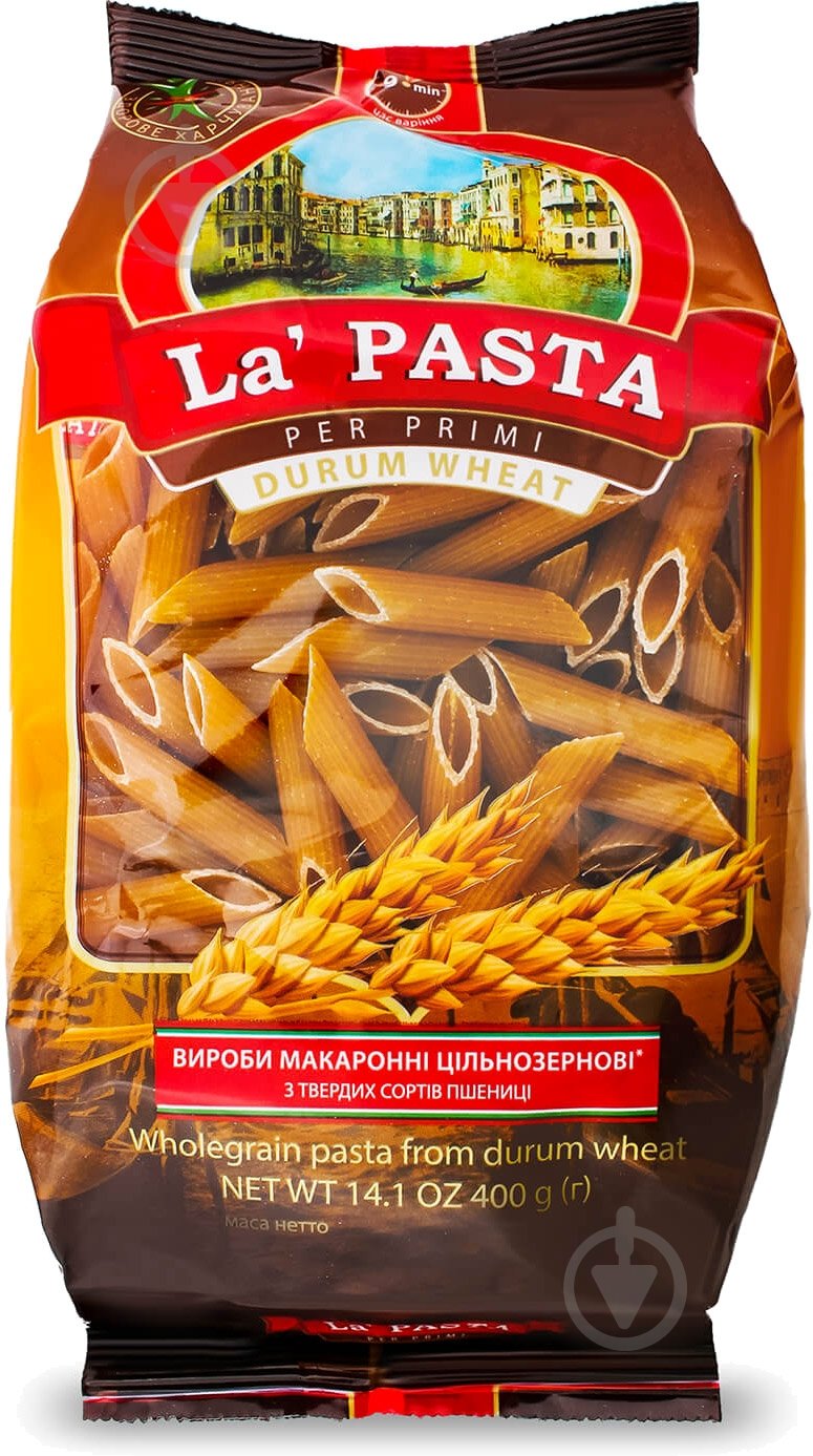 Макарони La Pasta per primi цільнозернові з твердих сортів пшениці Пера 4820211661533 - фото 1