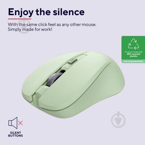 Миша Trust MYDO Silent WL green (25042) - фото 5