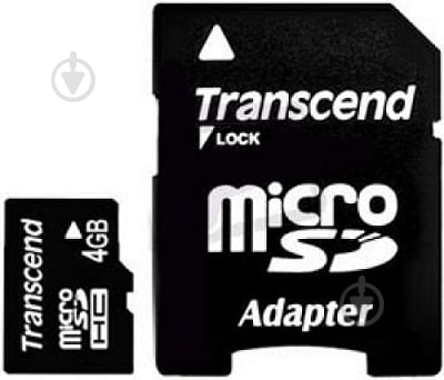 Карта памяти Transcend miсroSDHC 4 ГБ Class 4 + SD adapter (TS4GUSDHC4) - фото 1