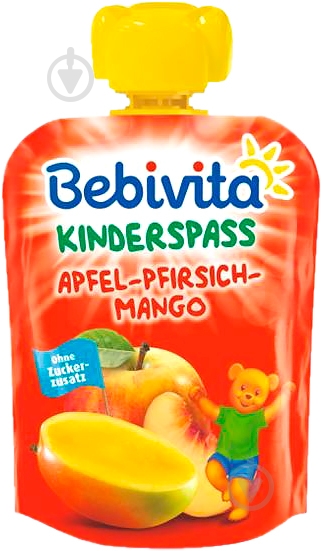 Пюре Bebivita Яблоко-персик-манго 90 г - фото 1 Пюре Bebivita Яблоко-персик-манго 90 г - фото 1