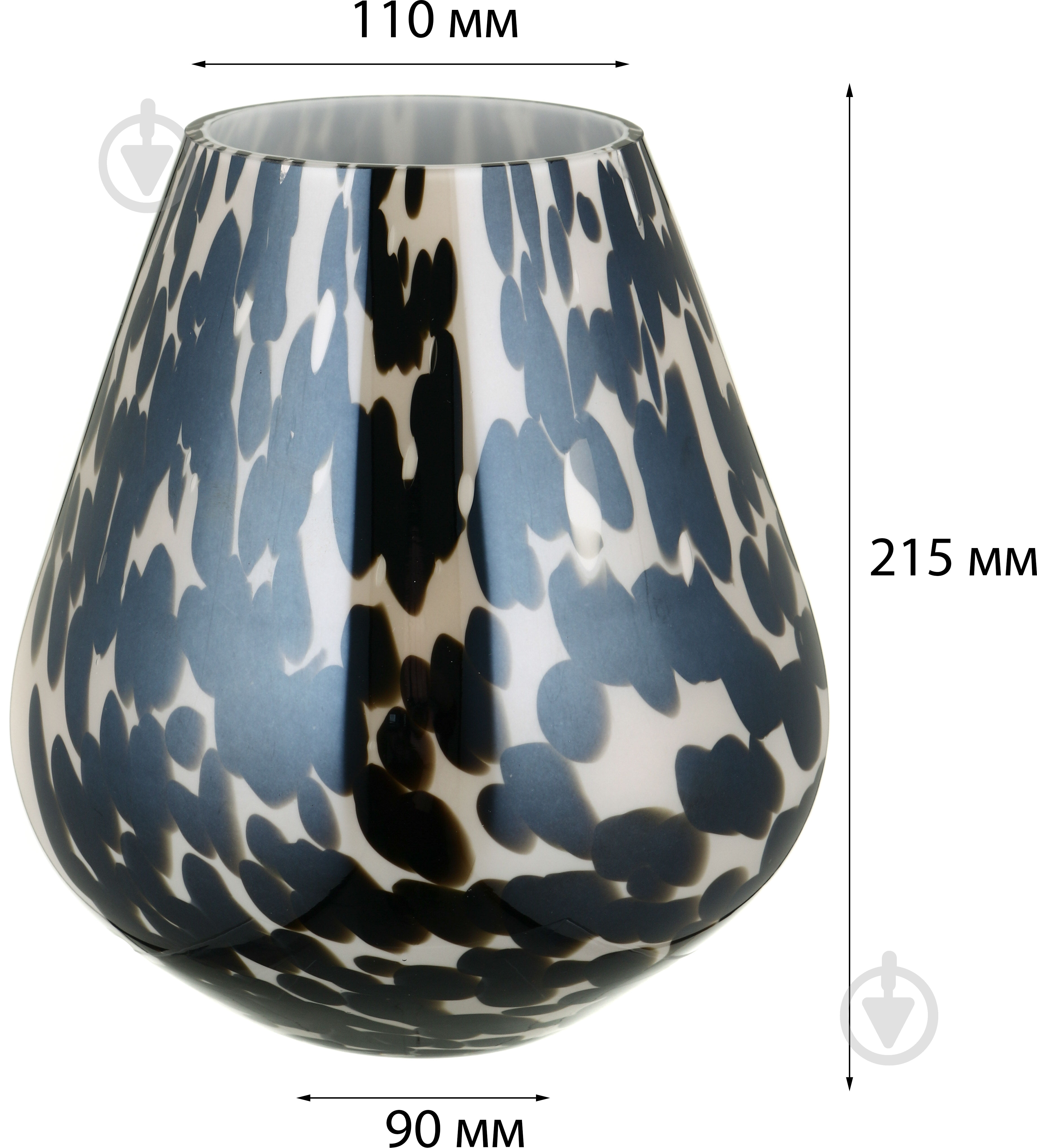Ваза скляна Wrzesniak Glassworks Confetti 17-9493A 22 см чорна/топаз - фото 4