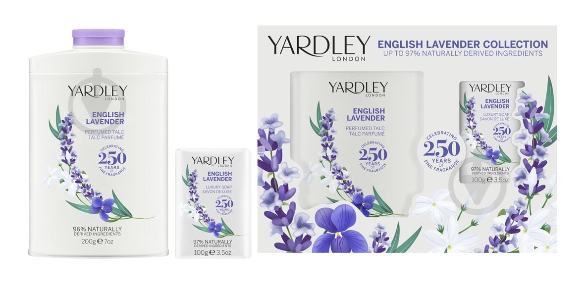 Набір подарунковий для жінок Yardley тальк для тіла Лаванда + мило - фото 2