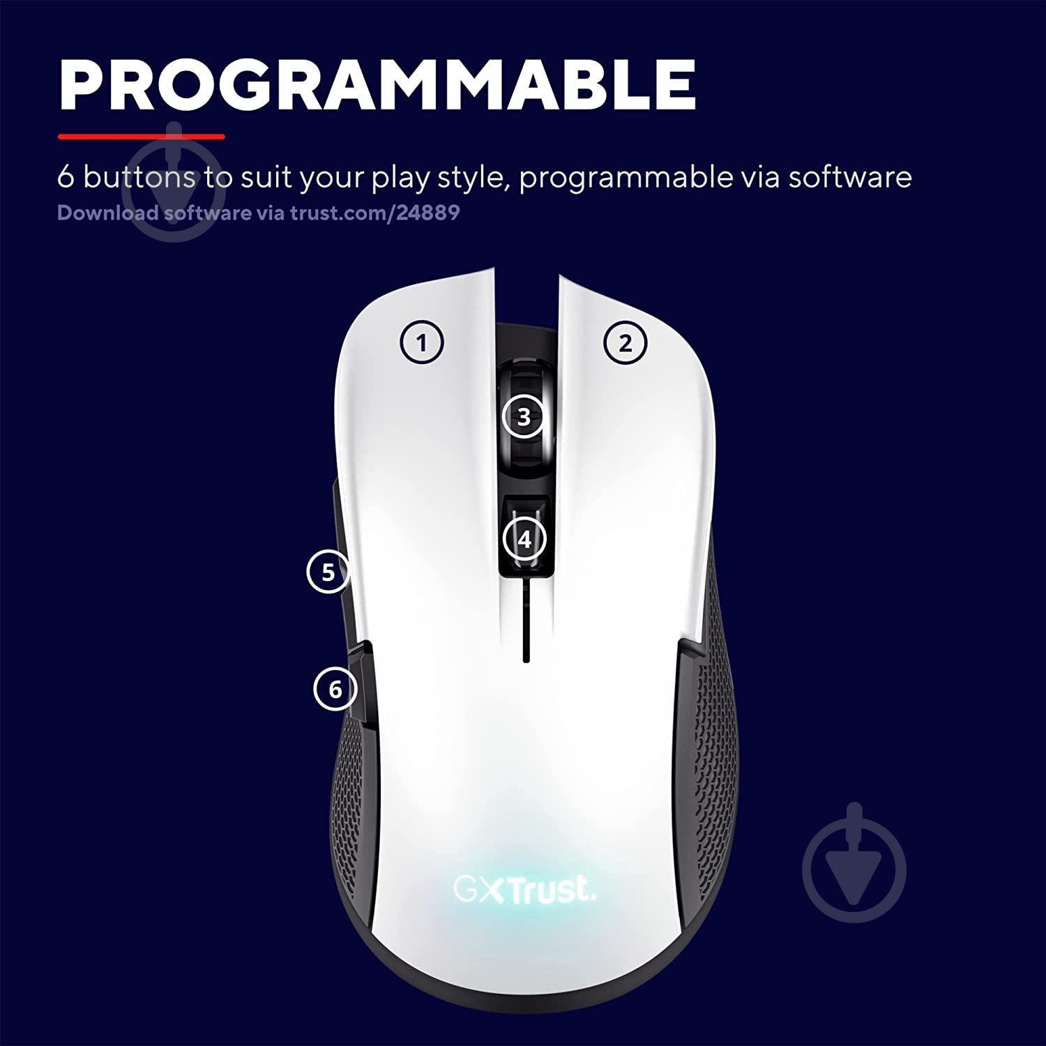 Мышь Trust GXT 923 YBAR Wireless white (24889) - фото 10