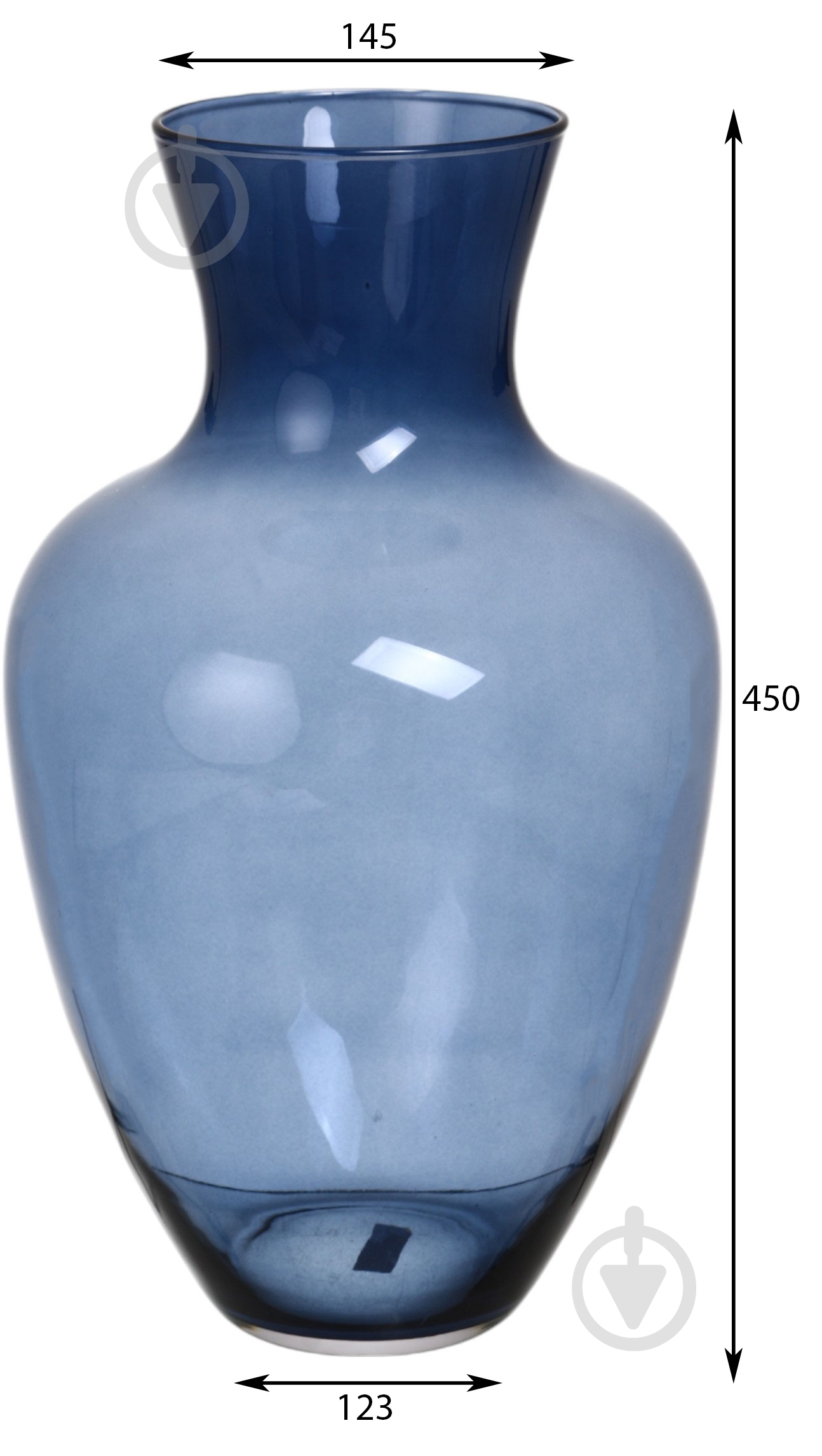 Ваза скляна Wrzesniak Glassworks Pilica 45 см синій 17-8331 - фото 2