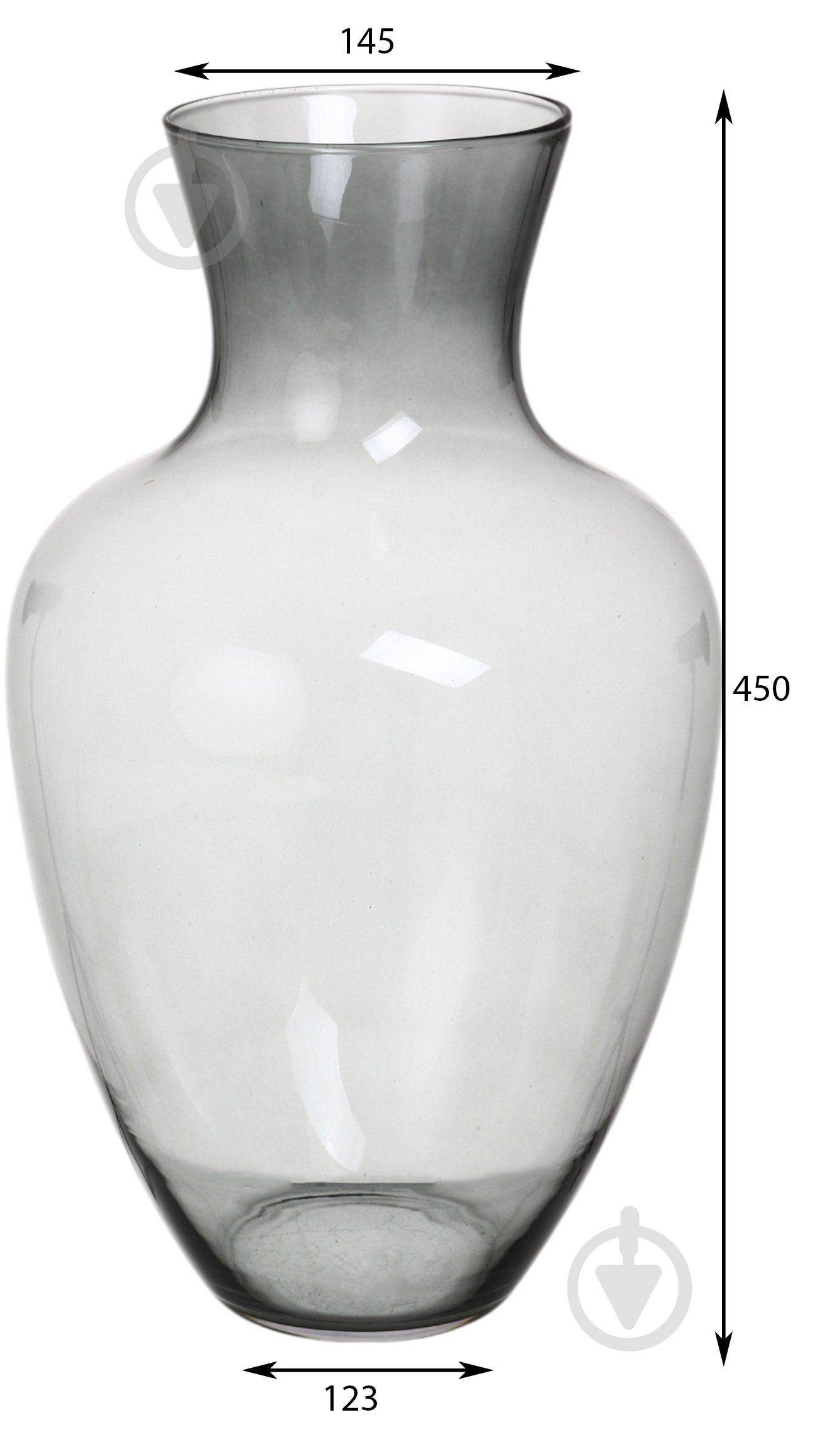 Ваза скляна Wrzesniak Glassworks Pilica 45 см сіра 17-8331 - фото 2