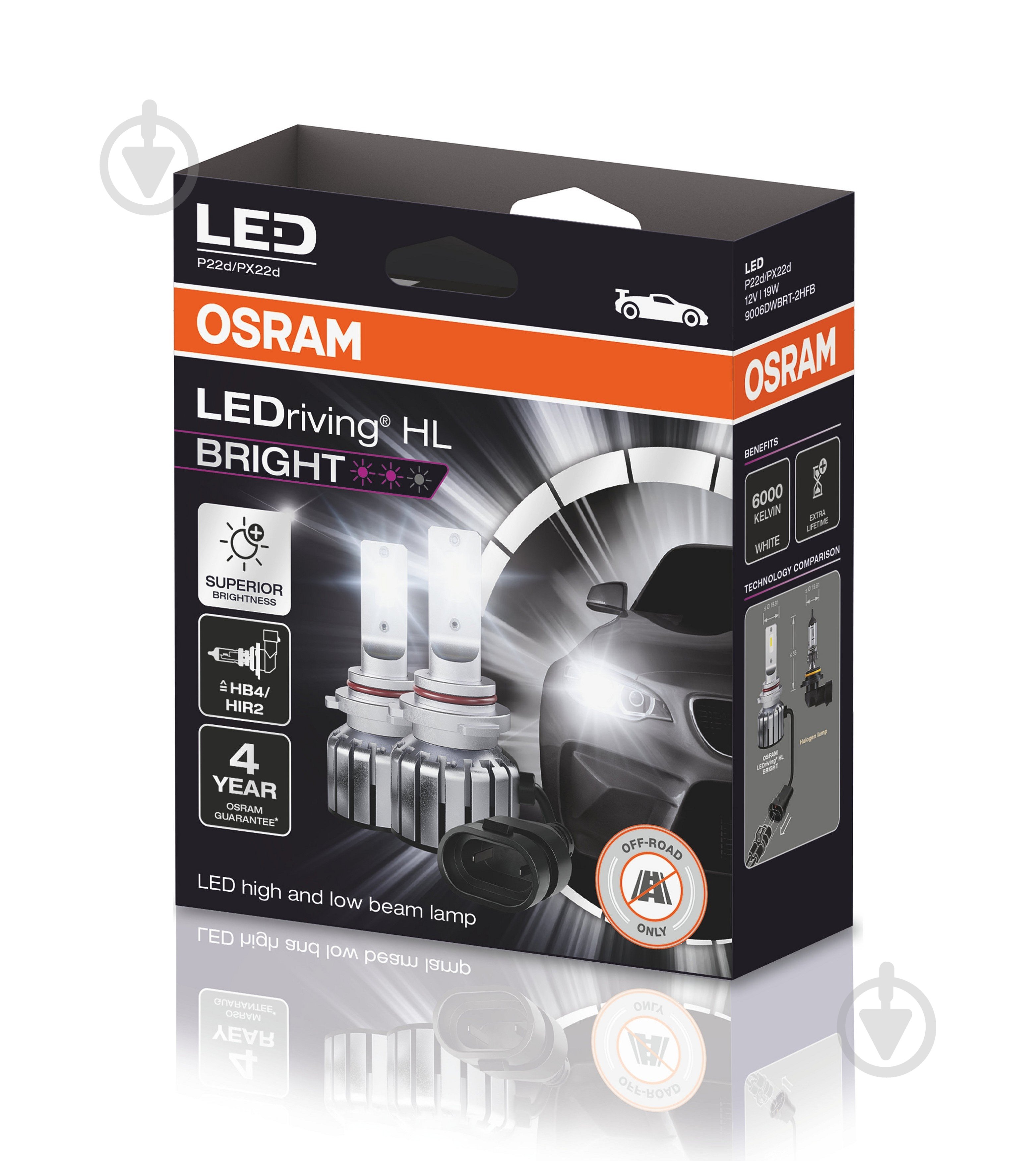 Автолампа светодиодная Osram LEDriving HL BRIGHT HB4 19 Вт 2 шт. (OS9006DWBRT2HFB) - фото 2
