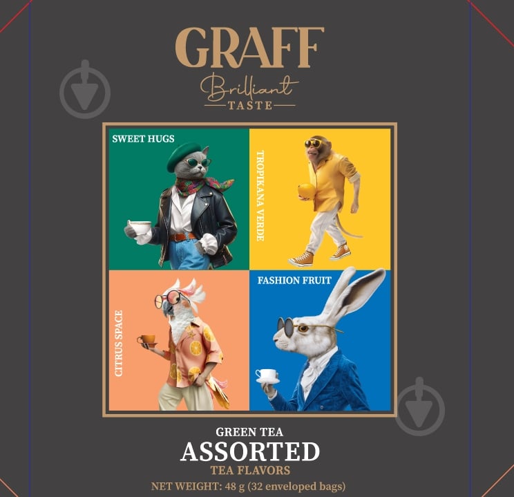 Чай зелений Graff Асорті чайних смаків 32 шт. 48 г - фото 1