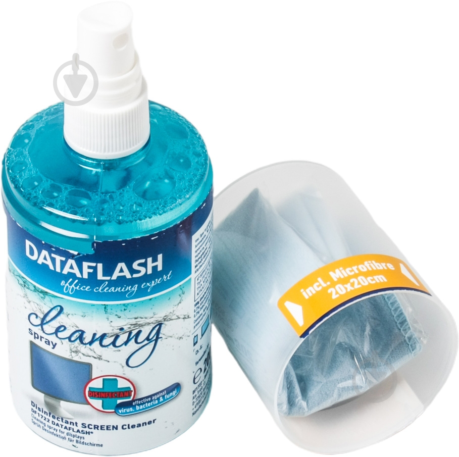 Засіб для чищення Data Flash чистящий набір для TFT/LCD (спрей + салфетка) 200 мл (DF1722/серия "Дезинфекция") - фото 3 Засіб для чищення Data Flash чистящий набір для TFT/LCD (спрей + салфетка) 200 мл (DF1722/серия "Дезинфекция") - фото 3