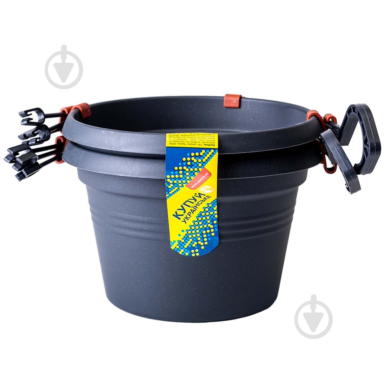 Вазон Алеана Глорія з підвіскою 25х16 см комплект 2 шт. круглий 4 л граніт - фото 1 Вазон Алеана Глорія з підвіскою 25х16 см комплект 2 шт. круглий 4 л граніт - фото 1