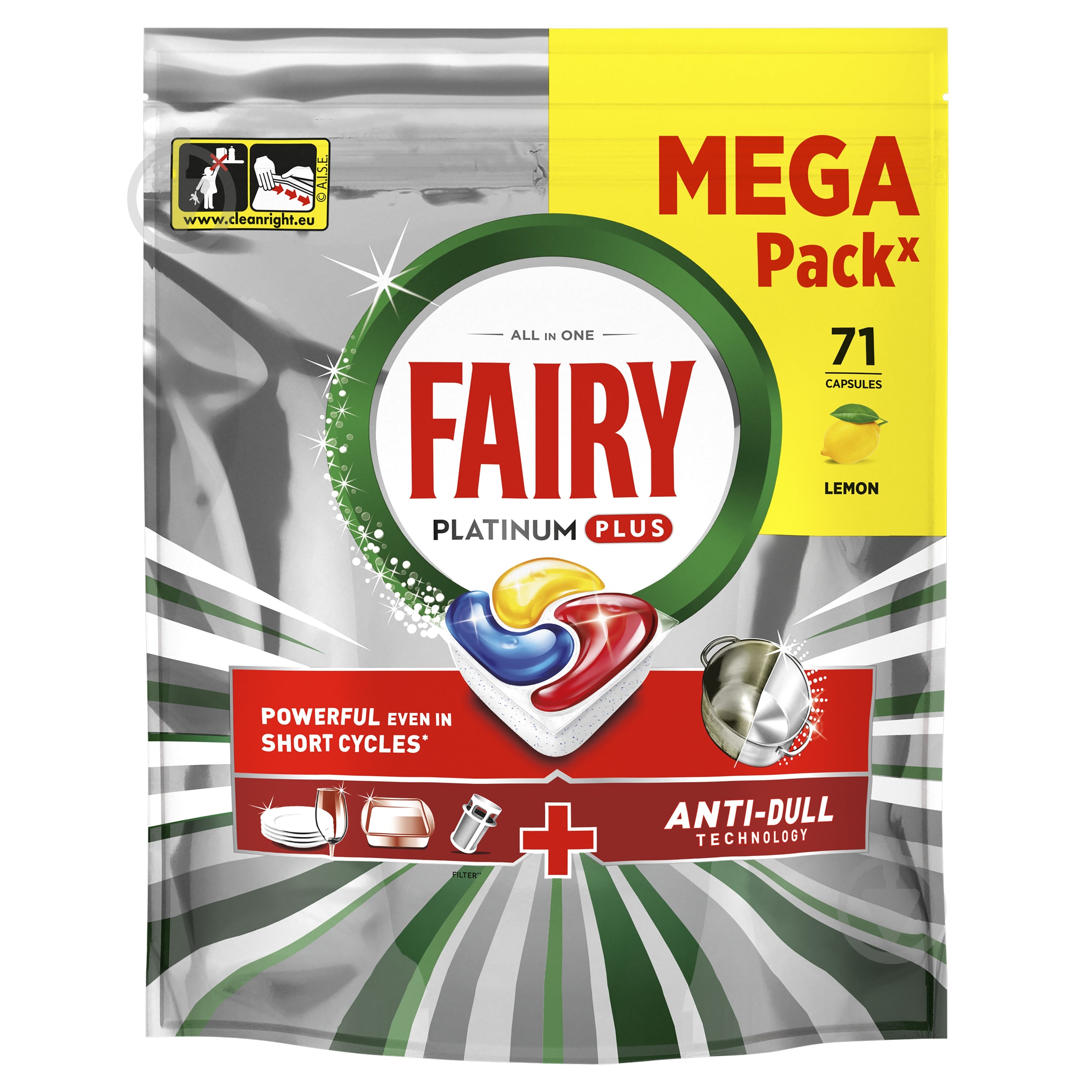 Капсули для посудомийних машин Fairy Platinum Plus All in 1 71 шт. — фото 2